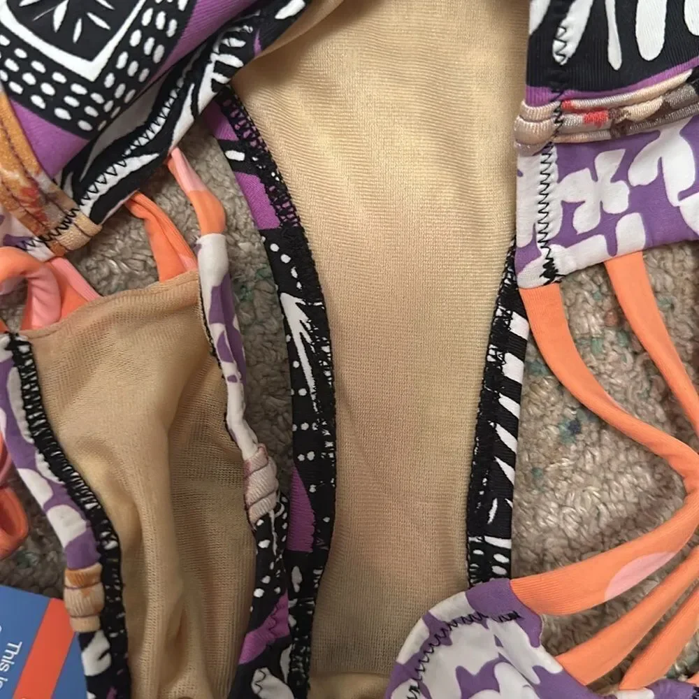 NWT Kuleana Women's Purple Leaf Print Top & Bottom Two Piece Set Size Small